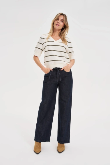 Jeansy z szerokimi nogawkami granatowe
