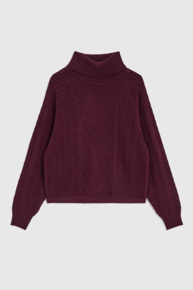 Sweter z golfem burgundowy