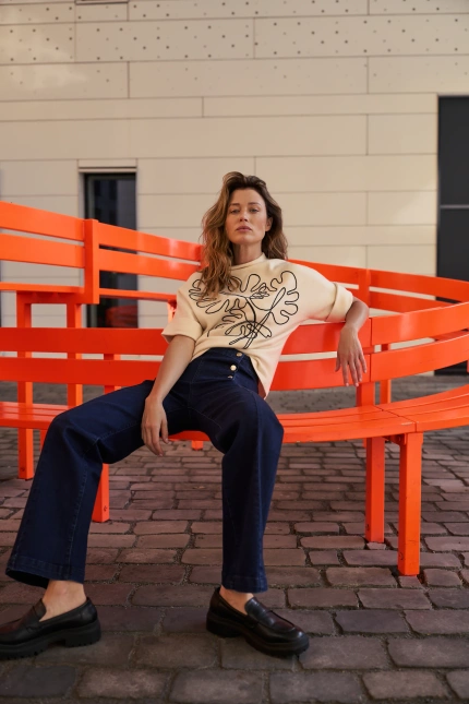 Jeansy wide leg granatowe