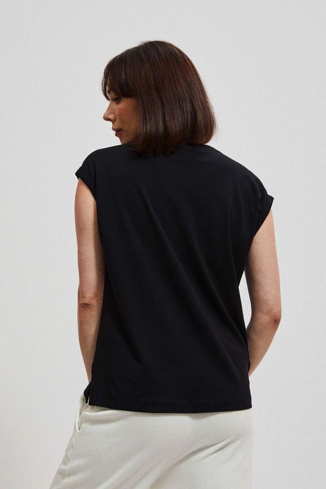 Bawełniana bluzka z krótkim rękawkiem czarna