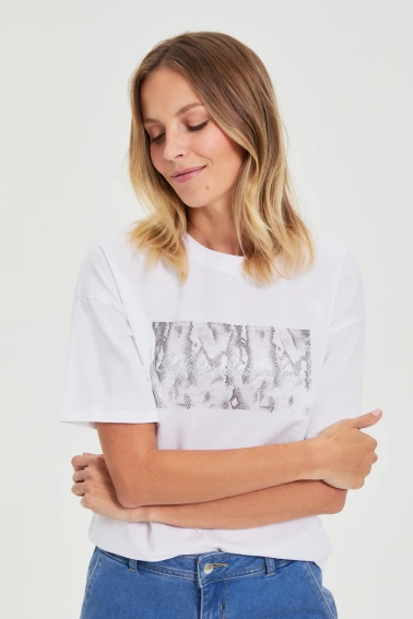 Bawełniany t-shirt z nadrukiem biały