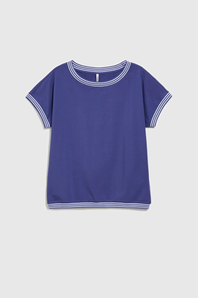 Bluzka z paskami na dekolcie i ramionach fioletowa