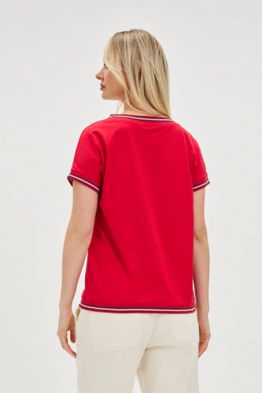 Bawełniana bluzka z krótkimi rękawami czerwona 