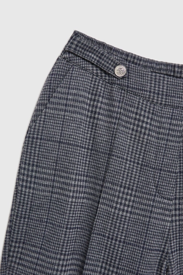 Spodnie w kratkę z prostymi nogawkami szare