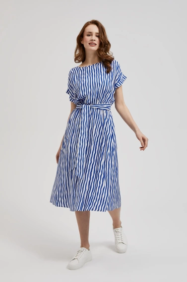 Sukienka midi w paski niebieska