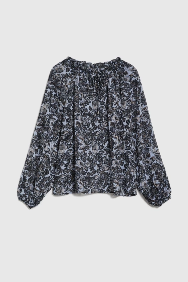 Koszula z wiązanym dekoltem niebieska