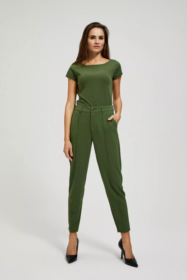 Elegnackie spodnie w kant khaki