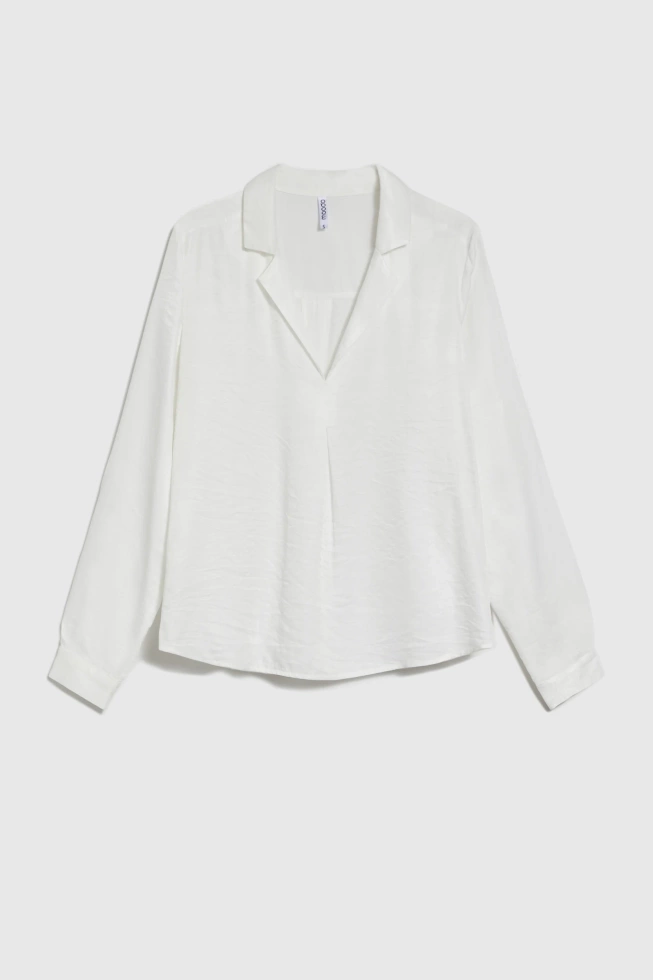 Gładka koszula z wiskozy biała