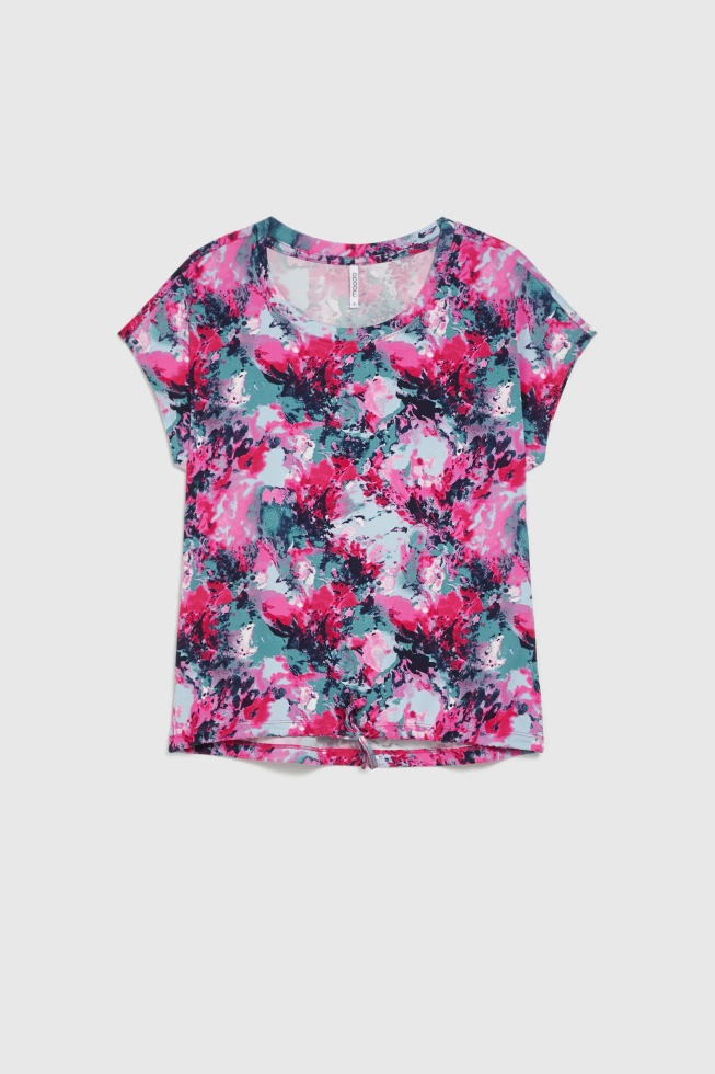 Wzorzysta bluzka fuksjowa