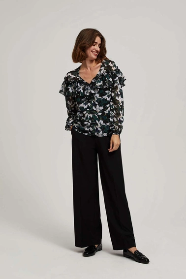 Koszula z falbanami i kwiecistym wzorem