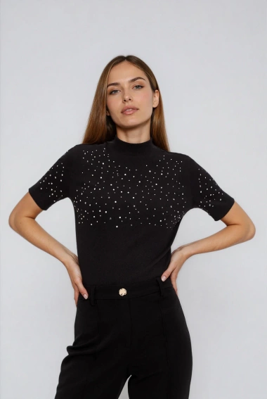 Sweter z krótkimi rękawami czarny