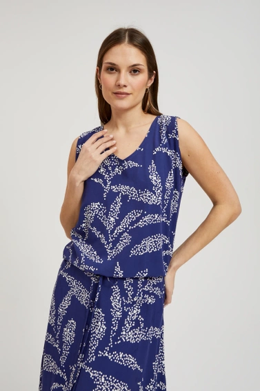 Koszula na ramiączka z wzorem kropek niebieska