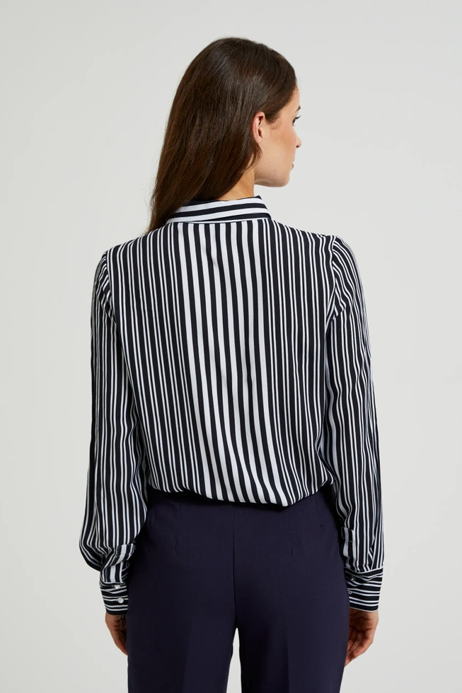 Koszula w paski z długimi rękawami czarna