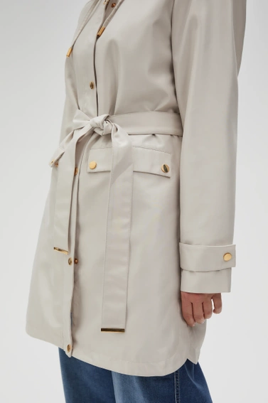 Parka z kapturem beżowa