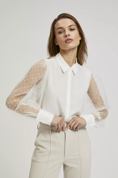 Koszula z ażurowymi rękawami biała