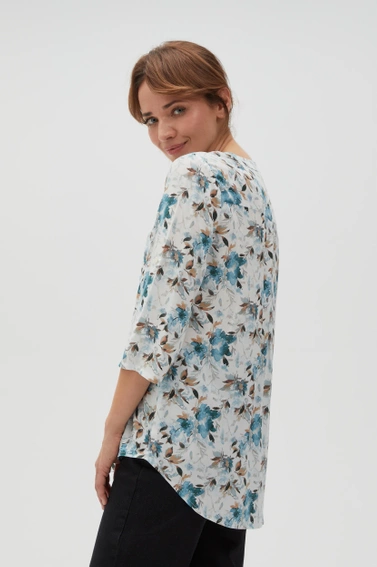 Wiskozowa koszula z kwiatowym wzorem zielona