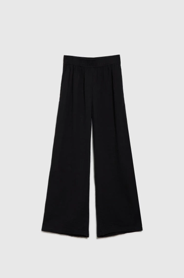 Bawełniane spodnie z szerokimi nogawkami czarne