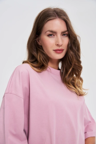Gładka bluzka oversize różowa