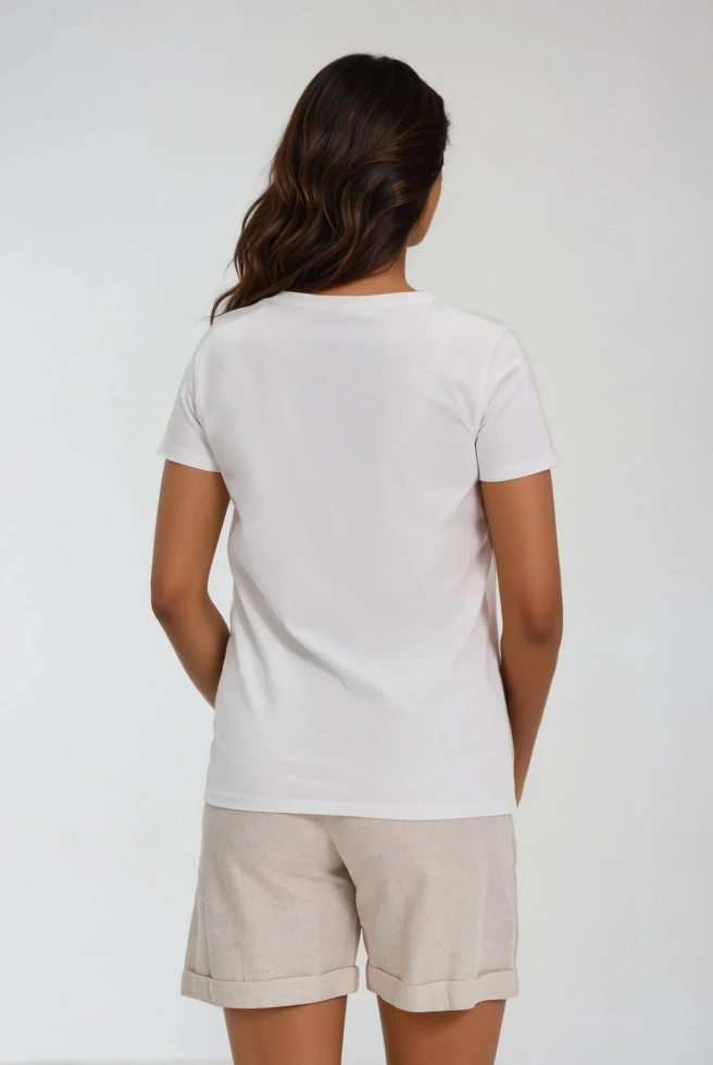 T-shirt z tropikalnym nadrukiem biały