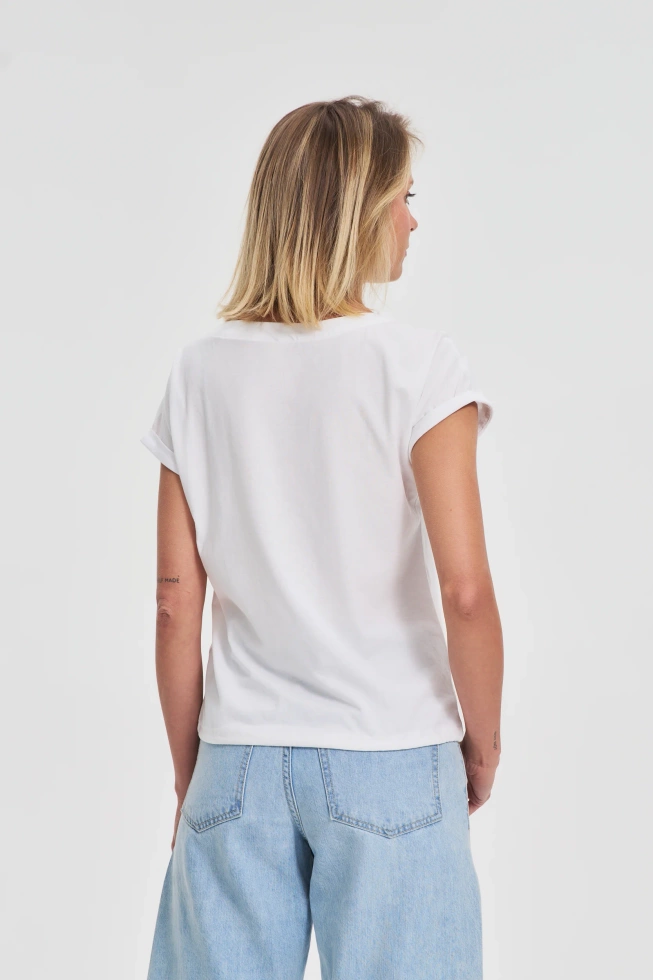 Bawełniana bluzka z nadrukiem biała