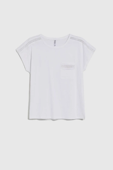 Bawełniany t-shirt z kieszonką biały