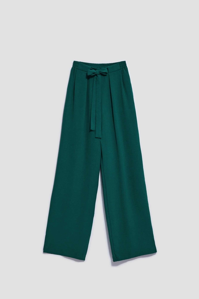 Spodnie z szerokimi nogawkami malachitowe