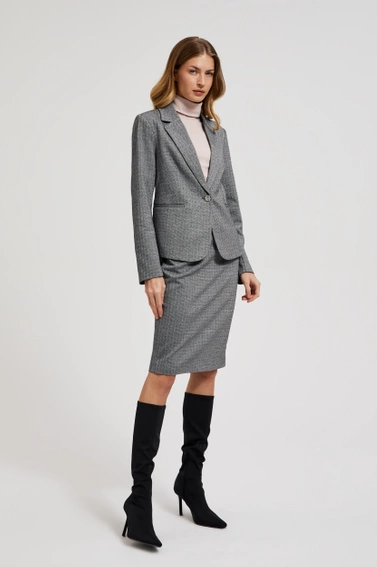 Elegnacki garnitur w jodełkę szary