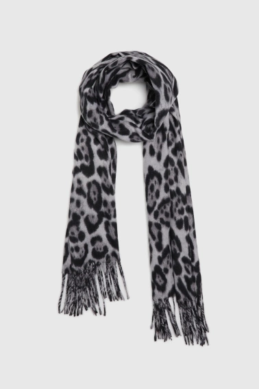 Szal w panterkę szary