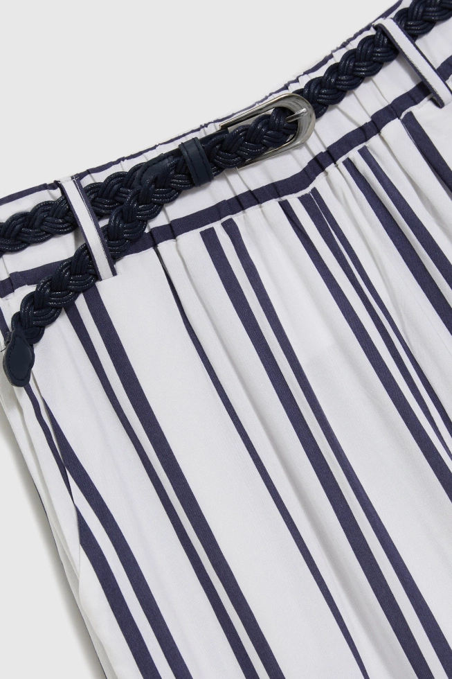 Wiskozowe spodnie w paski białe