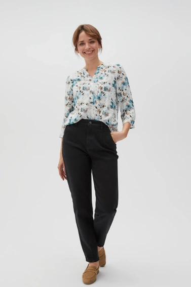 Wiskozowa koszula z kwiatowym wzorem zielona