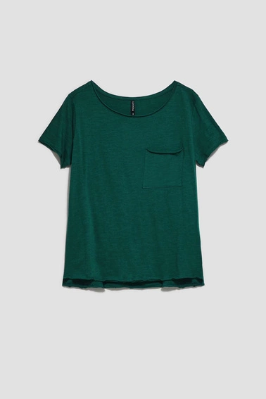 T-shirt oversize z kieszonką malahitowy