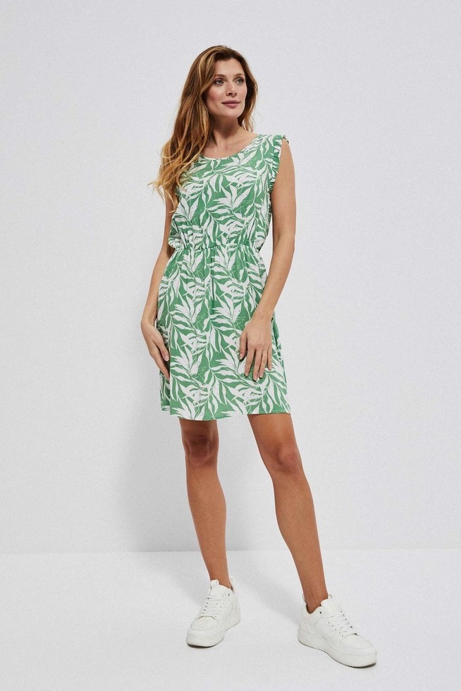 Wzorzysta sukienka z wiskozy malahitowa