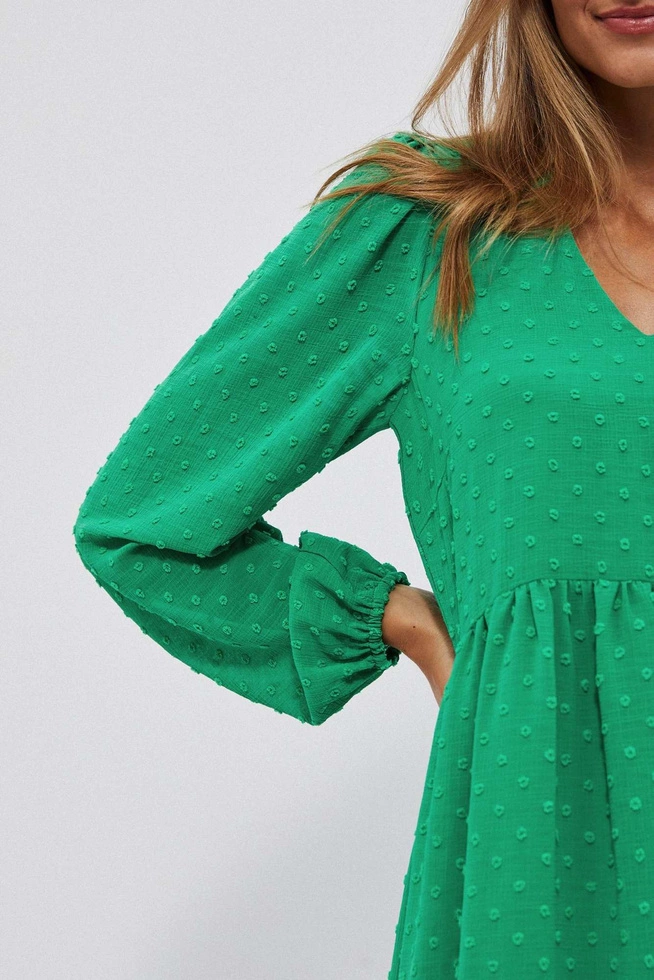 Sukienka z bufiastymi rękawami zielona