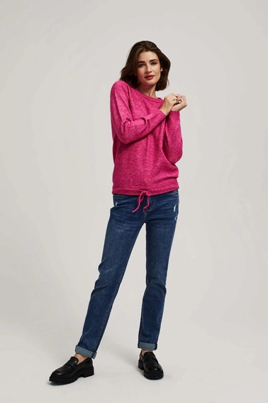 Sweter z wiązaniem fuksjowy