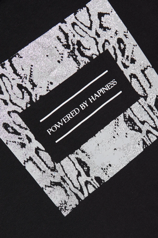 Bluzka z printem w kolorze srebrnym czarna