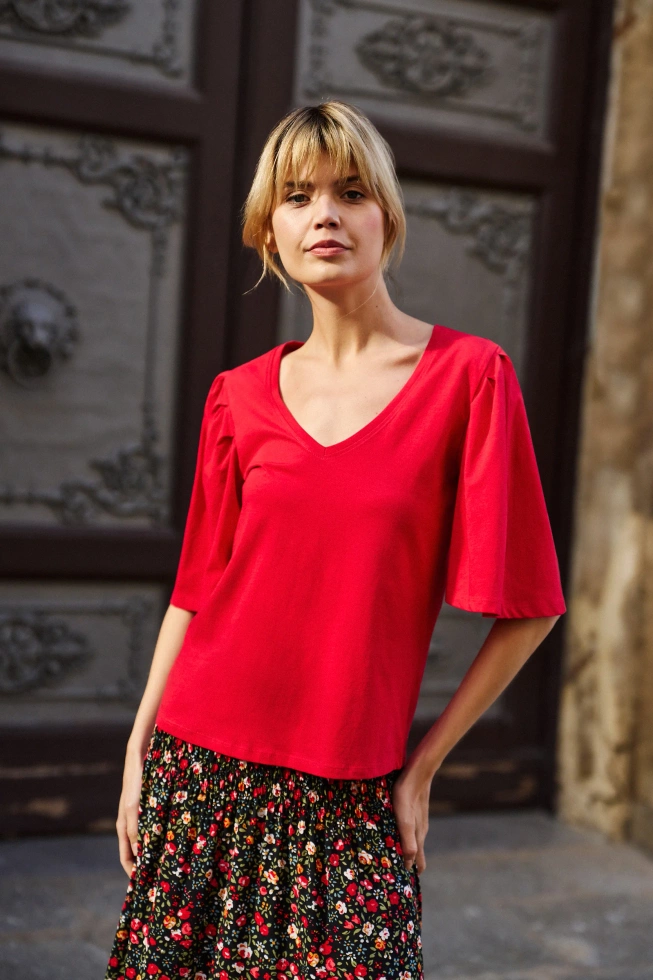 Bluzka z bawełny czerwona