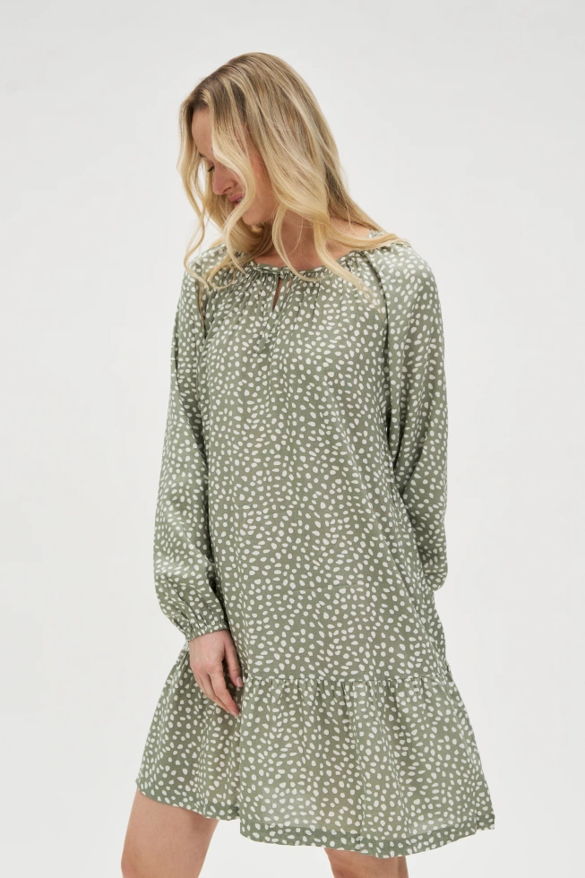 Wiskozowa sukienka oliwkowa