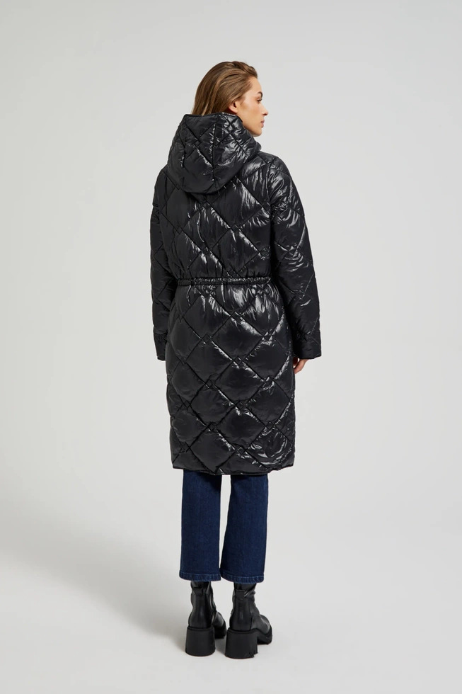 Pikowana kurtka ze ściągaczem czarna