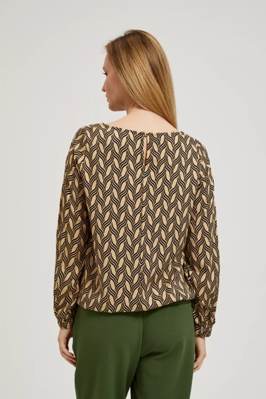 Wzorzysta koszula o prostym fasonie beżowa