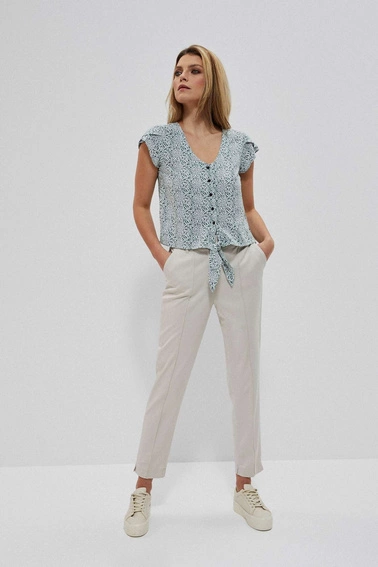 Bluzka koszulowa we wzory seledynowa