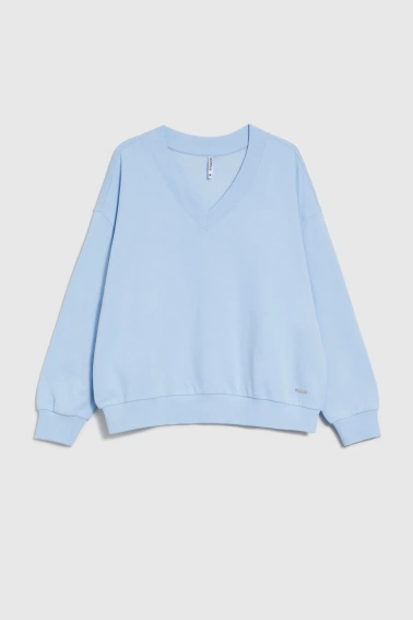 Bluza z dekoltem w serek błękitna