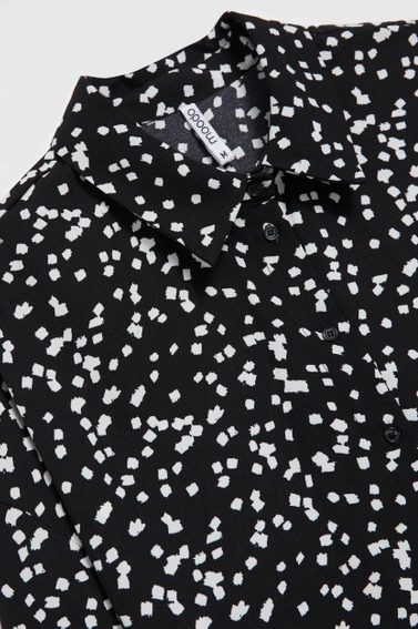 Koszula we wzory z kołnierzykiem czarna