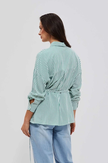 Koszula w paski biało zielona