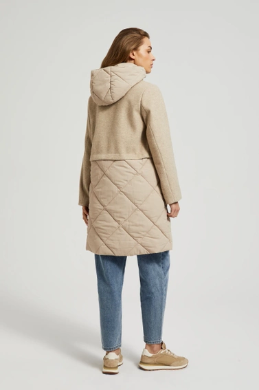 Kurtka z odpinanym kapturem beżowa