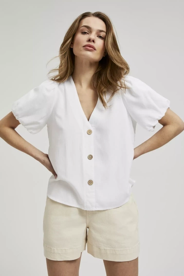 Koszula z krótkimi bufiastymi rękawami biała