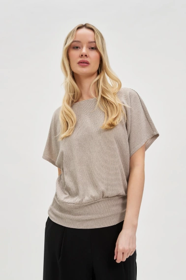 Bluzka z luźnymi rękawami beżowa