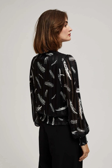 Koszula z wiązanym dekoltem czarna