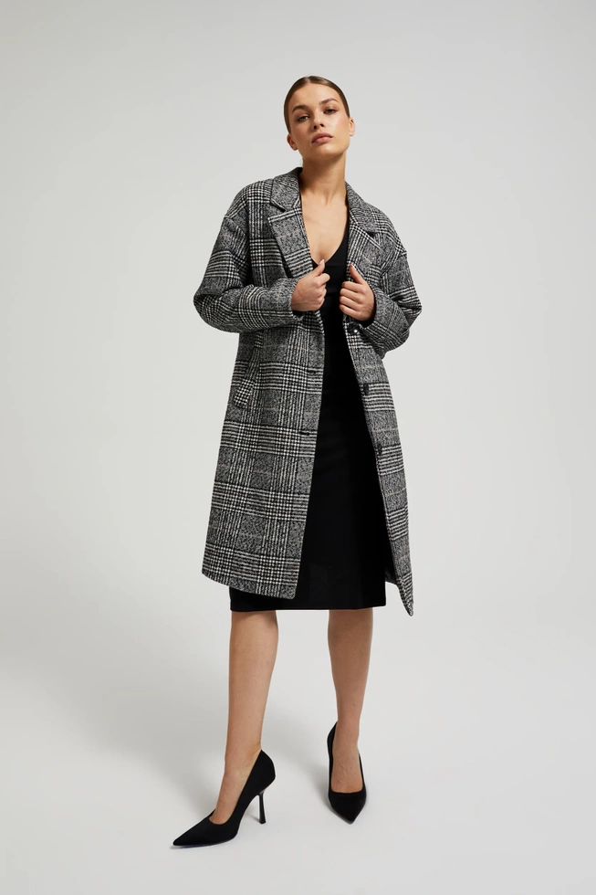 Płaszcz oversize w kratę czarny
