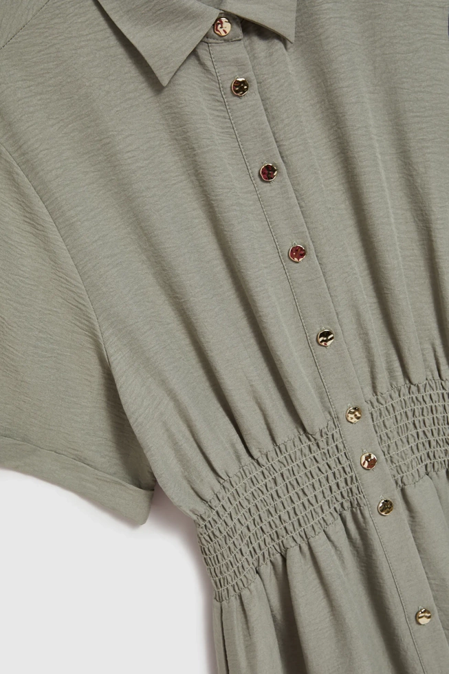 Koszulowa sukienka midi oliwkowa