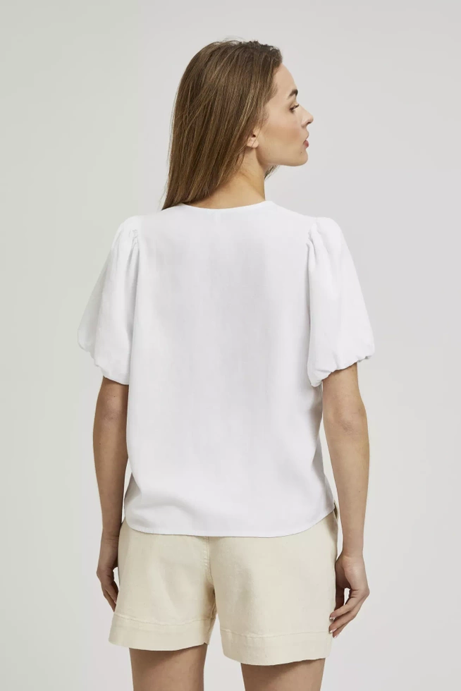 Koszula z krótkimi bufiastymi rękawami biała